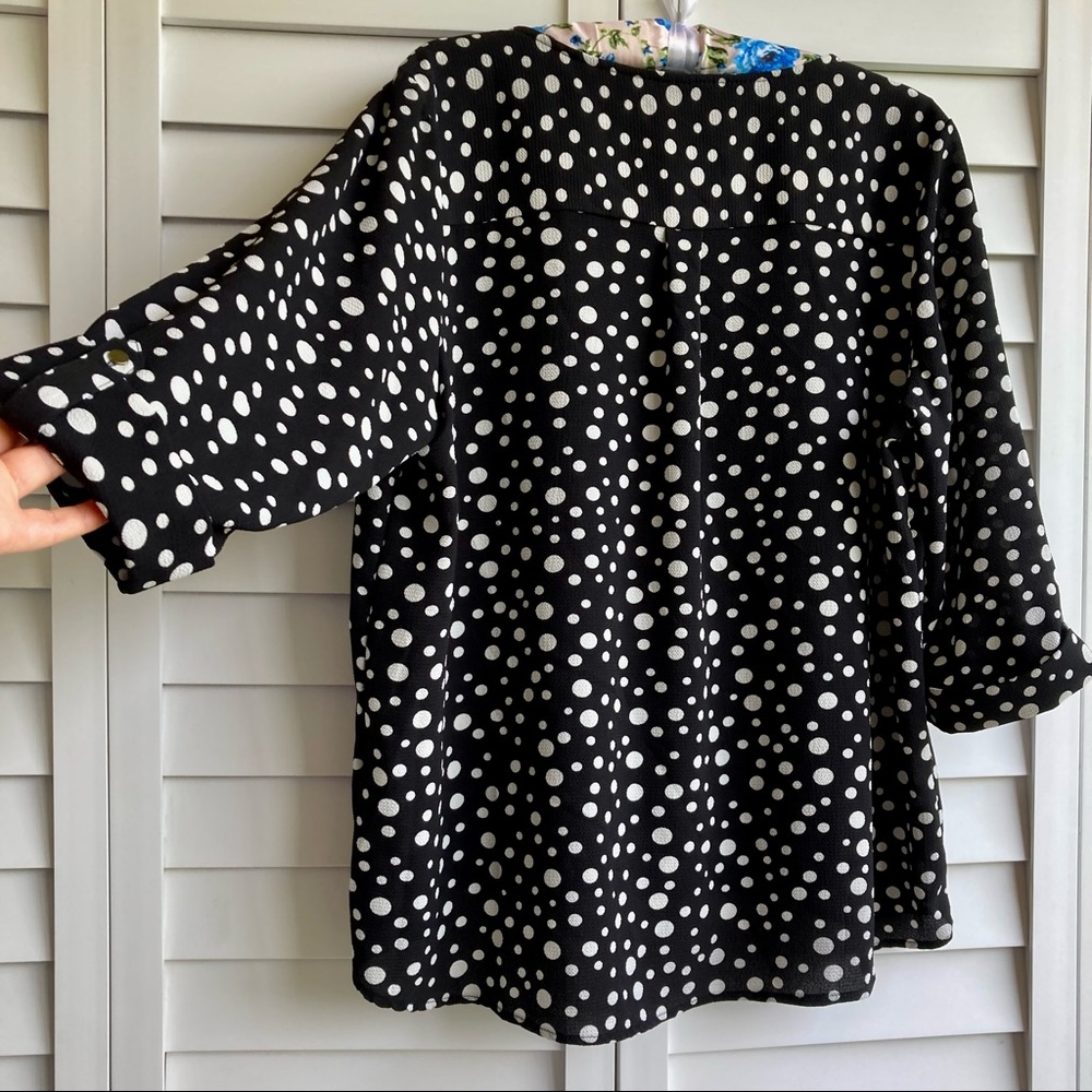 Blouse black with white Peas/Polka Size XL